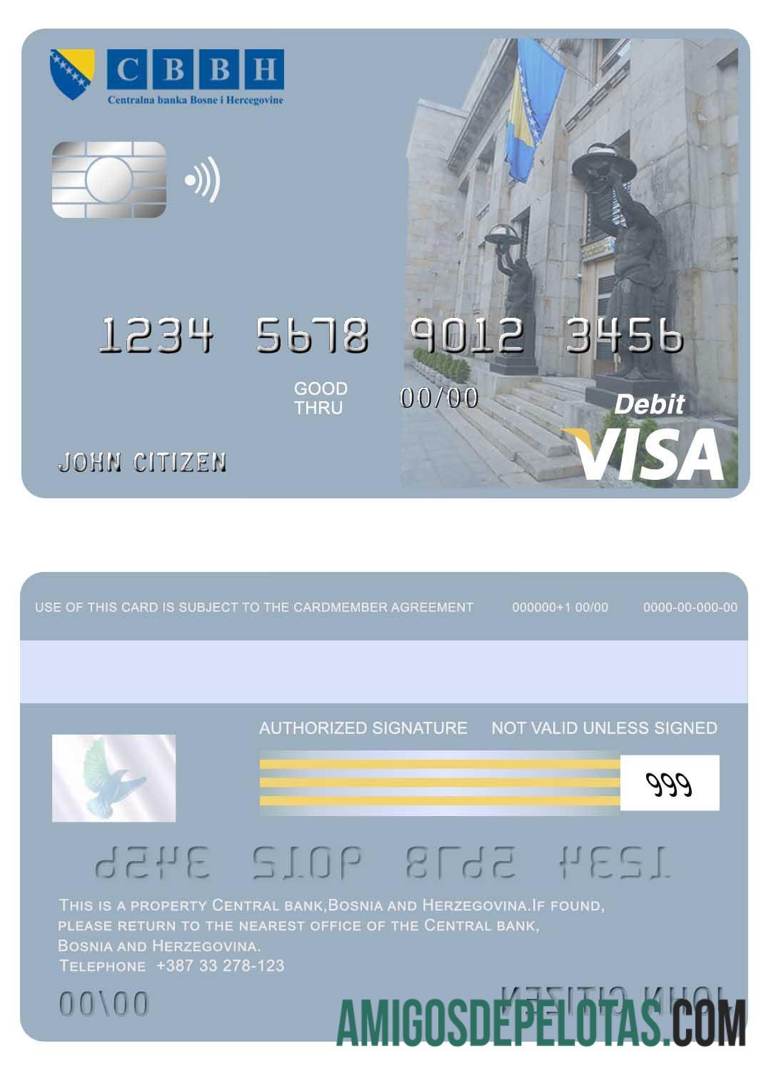 Cartão Visa do Banco Central da Bósnia e Herzegovina modelo
